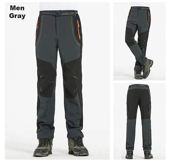 Scratch-resistant hiking pants featuring waterproof shell and fleece lining