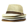 Lightweight straw fedora hat for men, perfect for outdoor gatherings and leisure.