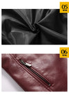 Stylish Men's PU Leather Biker Jacket in red, black, and dark blue with embroidery, perfect for winter and casual outings.
