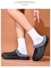 Close-up texture of durable cotton exterior on winter clogs