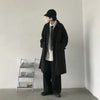 Chic Japanese Vintage Trench Coat for Men in black, featuring a single-breasted closure and stylish turn-down collar.
