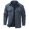 Men's Western Flannel-Lined Casual Jacket with metal buttons, multiple pockets, and soft flannel lining for cool weather comf