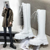 Stylish ankle high women's boots with lace-up closure, thick heel, non-slip rubber sole, perfect for fall and winter fashion.