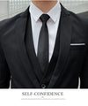 Elegant men's 3-piece suit set including blazer, vest, and pants for business, weddings, and formal occasions. Slim fit desig