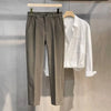 Thickened woolen pants with contemporary slim-fit styling