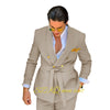 Elegant men's wedding suit featuring a double-breasted jacket and matching trousers, crafted from premium wool for comfort.