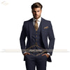 Elegant Men's 3-Piece Wedding Suit Set with notch lapel, slim fit jacket, vest, and trousers for formal occasions.