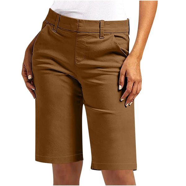 Premium chino cargo shorts with elevated waistline and functional details