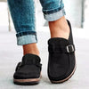 Vintage-style buckle mules with cushioned footbed and true-to-size fit for modern women