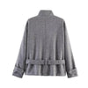 Elegant fall jacket with adjustable sash belt and relaxed comfortable fit