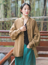 Regular fit cotton linen coat with single-breasted closure and clean minimalist design