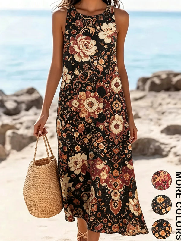 Sweetheart neckline detail with delicate floral pattern on midi dress