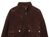 Regular-fit brown jacket featuring turtleneck design and functional oversized pockets