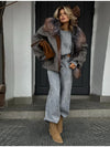 Distressed lived-in vibe detailing on hooded plush jacket