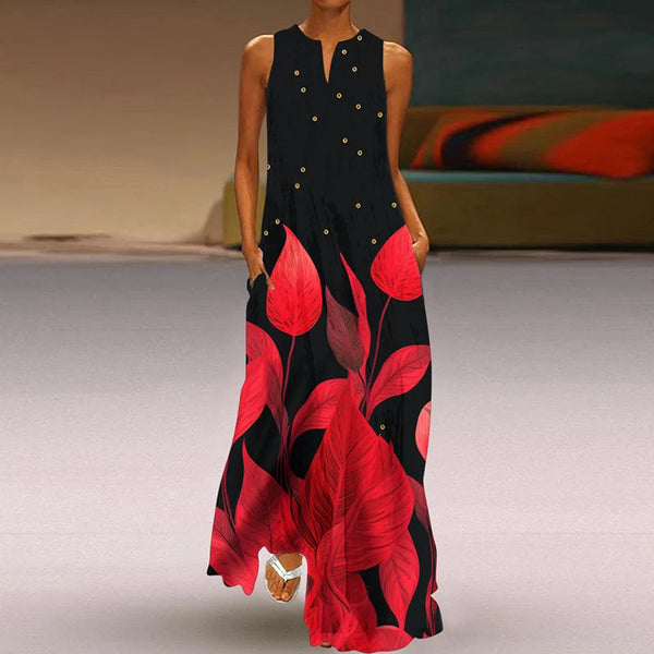 Effortless Elegance V-Neck Chiffon Maxi Dress