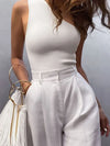 Women's backless crop tank with asymmetric hem for yoga and activewear