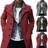 Chic Plaid Men's Trench Coat with single-breasted closure, perfect for cold weather and stylish daily wear. Available in size