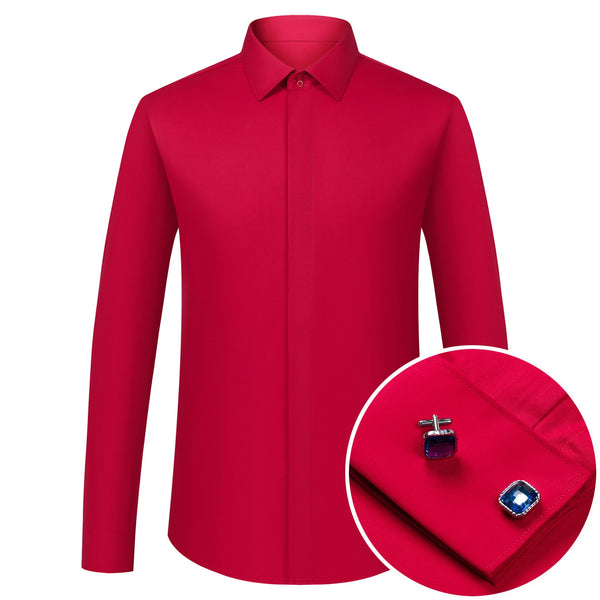 Blue twill French cuff shirt with cufflinks and turn-down collar for executive professionals