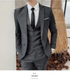 Elegant men's 3-piece suit in slim fit, perfect for business, weddings, and formal events, made from polyester and viscose.
