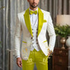 Luxury Men's Wedding Suit Set featuring an ivory blazer and burgundy vest, perfect for formal events and custom tailored fit.