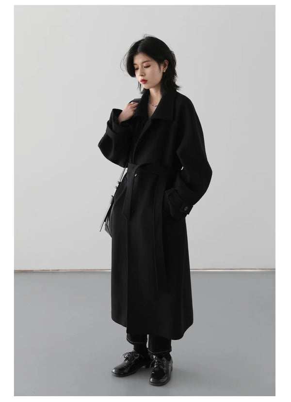 Premium trench coat with turtleneck design and defining belt accent
