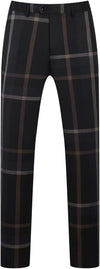 Elegant plaid 3-piece men's suit for formal occasions, featuring a single-breasted jacket and flat-front pants in premium pol