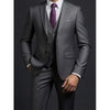 Model adjusting the vest of the elegant men's 3-piece suit.