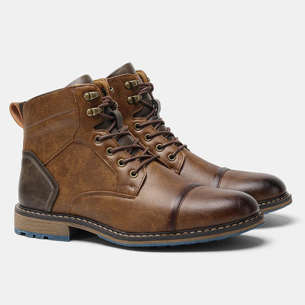 Premium men's leather boots with zip front and all-day comfort design