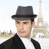 Sleek black fedora hat for men, ideal for both casual and formal attire.
