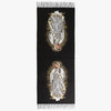 Warm polyester scarf with tassels, showcasing the beloved Virgin Mary for a touch of grace.
