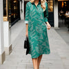 Timeless floral print shirt dress with long sleeves and polished silhouette