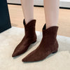 Chic women's ankle boots with low heel, flannel upper, zipper closure, perfect for spring and autumn, stylish and comfortable