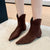 Chic women's ankle boots with low heel, flannel upper, zipper closure, perfect for spring and autumn, stylish and comfortable