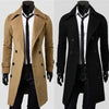 Classic double-breasted men's wool trench coat with turn-down collar, tailored fit, perfect for winter and professional wear.