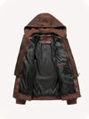 Sleek men's PU leather biker jacket with detachable hood, slim fit, perfect for autumn and winter casual wear.