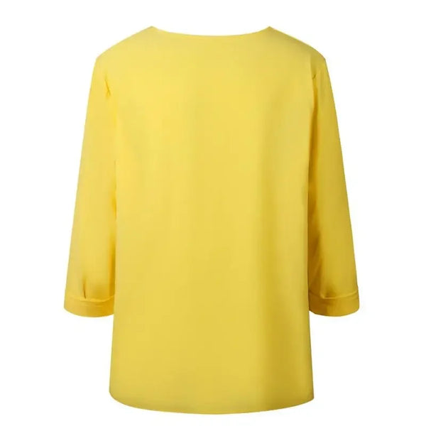 Elegant long sleeve office blouse for women in various colors, featuring a double-breasted closure and slim fit for professio