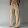 Wide-leg cotton-linen trousers perfect for yoga, casual wear, and active lifestyle