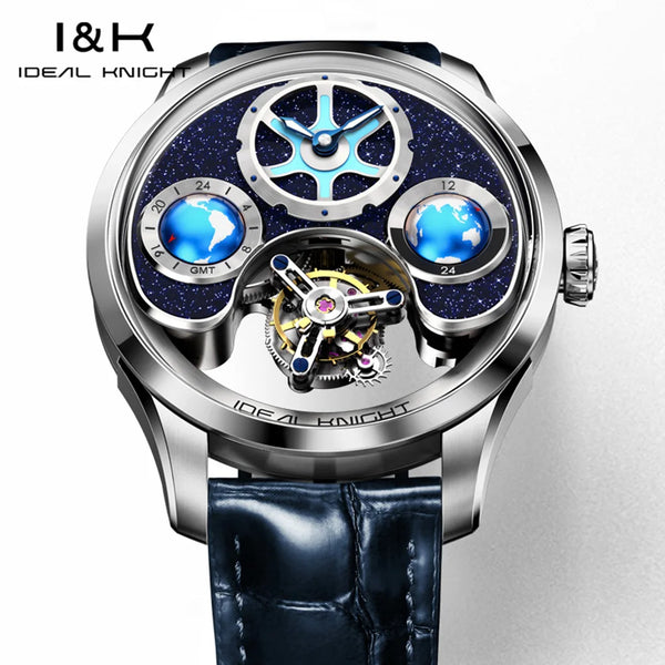 Close-up of the dual-time feature on the Global Voyager watch.