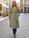 X-long polyester trench coat with flattering belted waist and elegant drape