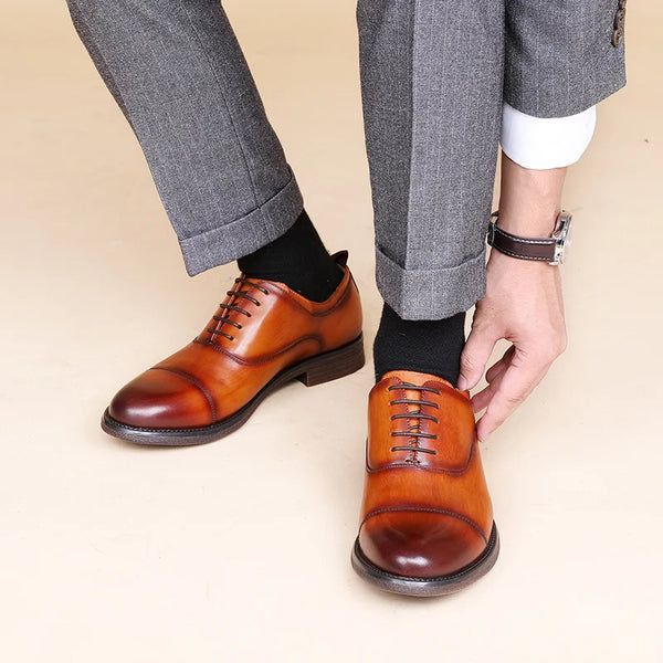 Genuine leather Oxford flats with waterproof treatment and breathable lining