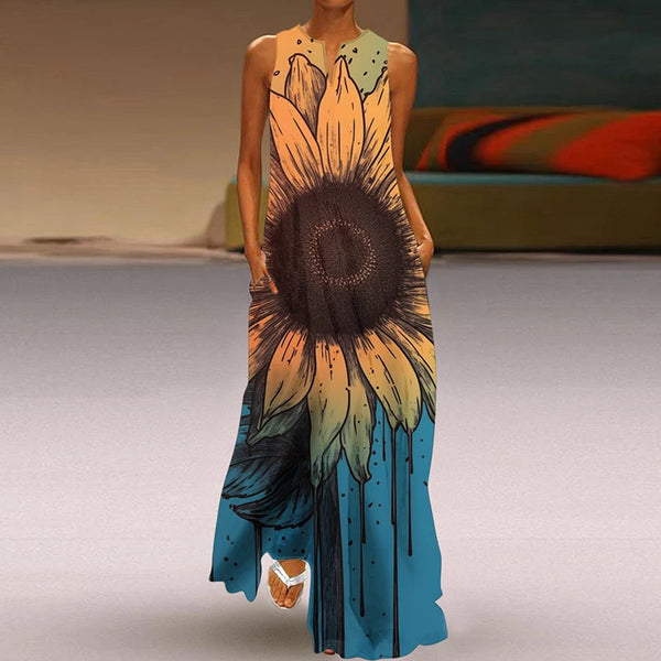 Effortless Elegance V-Neck Chiffon Maxi Dress