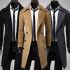 Classic double-breasted men's wool trench coat with turn-down collar, tailored fit, perfect for winter and professional wear.