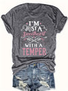 Sweetheart With A Temper Western graphic tee with animal motif in white polyester fabric