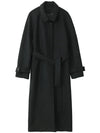 Classic belted trench coat in luxurious wool blend fabric for fall and winter