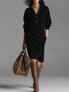 Detail shot of the button accents on the Fireside Chic sweater dress.