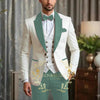 Luxury Men's Wedding Suit Set featuring an ivory blazer and burgundy pants, perfect for weddings and formal events.