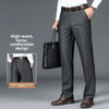 Men's high-waisted straight leg trousers with anti-wrinkle polyester fabric