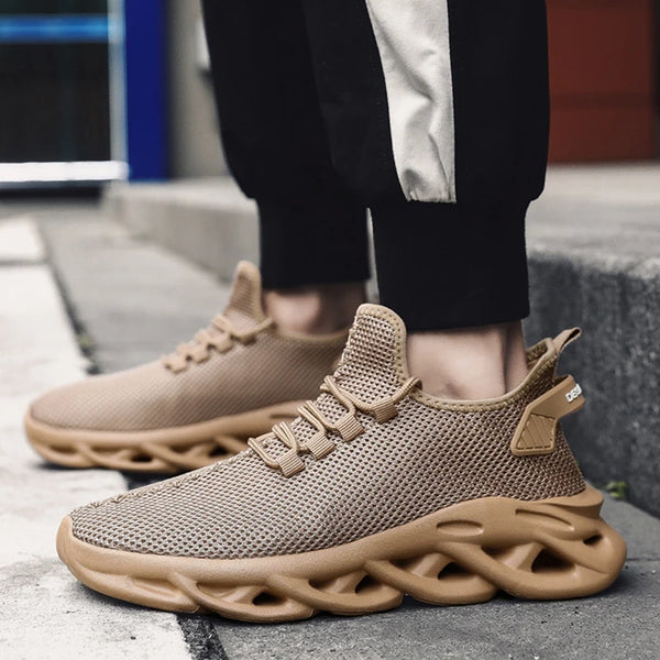 Lace-up mesh sneakers for men with EVA cushioning and moisture-wicking design