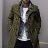 Chic Plaid Men's Trench Coat with single-breasted closure, mid-length style, perfect for cold weather and daily wear.