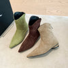 Chic women's ankle boots with low heel, flannel upper, zipper closure, perfect for spring and autumn fashion.